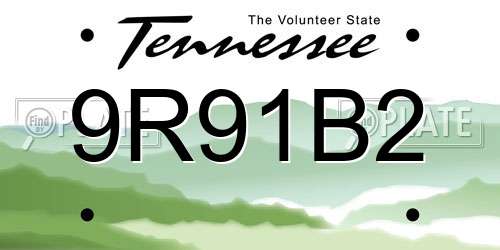 9R91B2 Tennessee License Plate