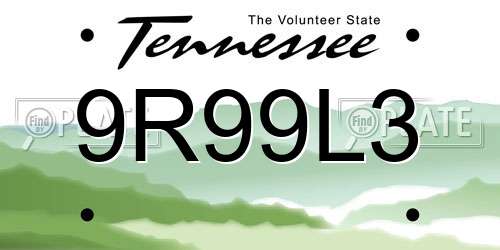 9R99L3 Tennessee License Plate