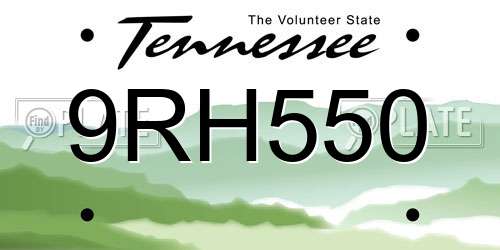 9RH550 Tennessee License Plate