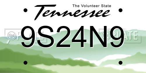 9S24N9 Tennessee License Plate