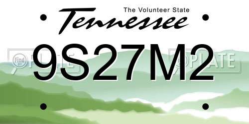 9S27M2 Tennessee License Plate