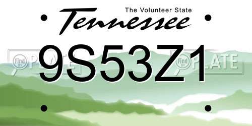 9S53Z1 Tennessee License Plate