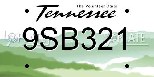 9SB321 Tennessee License Plate