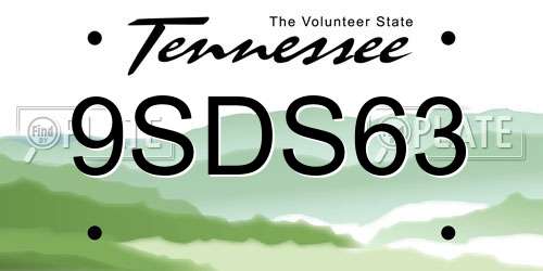 9SDS63 Tennessee License Plate