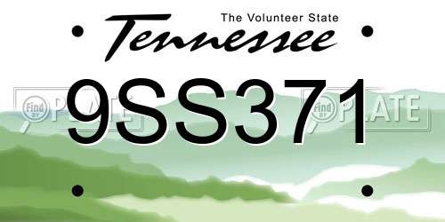 9SS371 Tennessee License Plate
