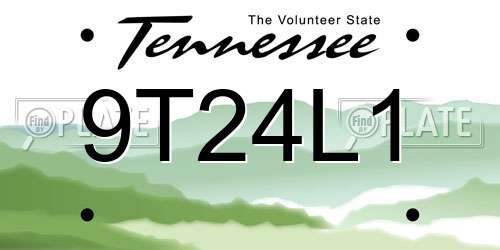 9T24L1 Tennessee License Plate