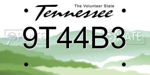 9T44B3 Tennessee License Plate