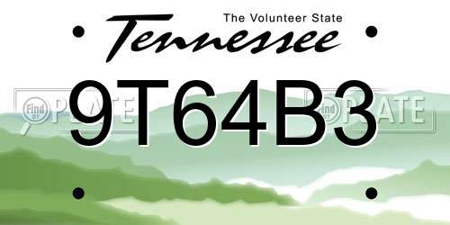 9T64B3 Tennessee License Plate