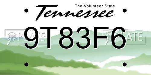 9T83F6 Tennessee License Plate