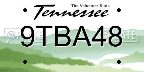 9TBA48 Tennessee License Plate