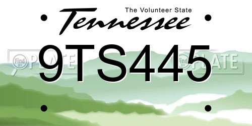 9TS445 Tennessee License Plate