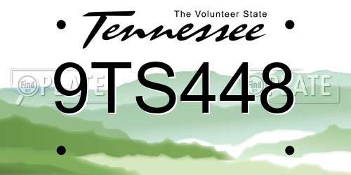 9TS448 Tennessee License Plate