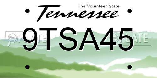 9TSA45 Tennessee License Plate