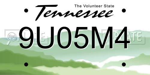 9U05M4 Tennessee License Plate