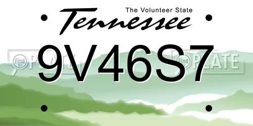 9V46S7 Tennessee License Plate