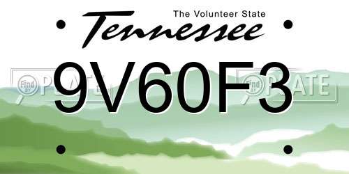 9V60F3 Tennessee License Plate