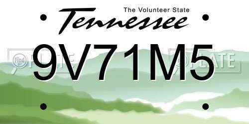9V71M5 Tennessee License Plate