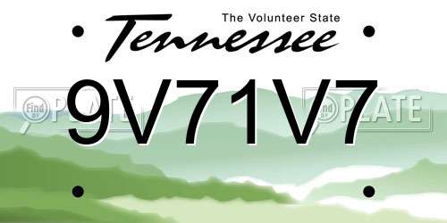 9V71V7 Tennessee License Plate