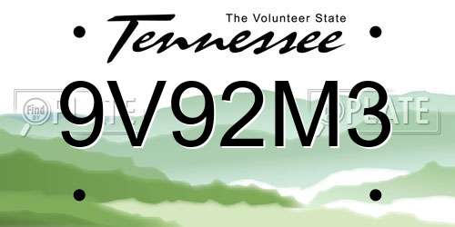9V92M3 Tennessee License Plate