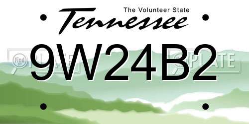 9W24B2 Tennessee License Plate