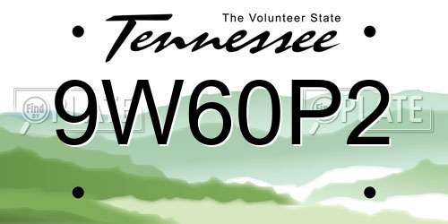 9W60P2 Tennessee License Plate