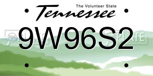 9W96S2 Tennessee License Plate