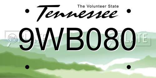 9WB080 Tennessee License Plate