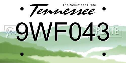 9WF043 Tennessee License Plate