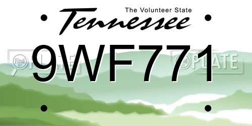 9WF771 Tennessee License Plate