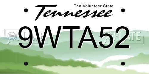 9WTA52 Tennessee License Plate