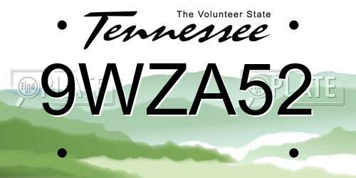 9WZA52 Tennessee License Plate