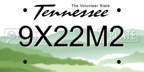 9X22M2 Tennessee License Plate