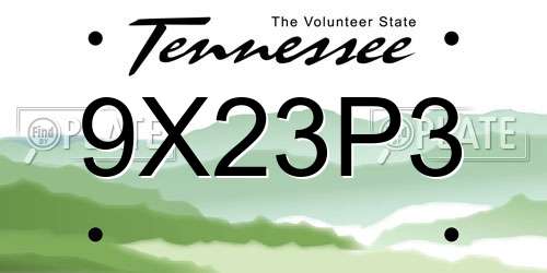 9X23P3 Tennessee License Plate