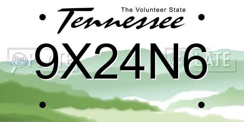 9X24N6 Tennessee License Plate