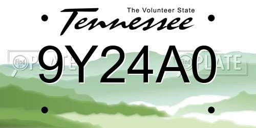 9Y24A0 Tennessee License Plate