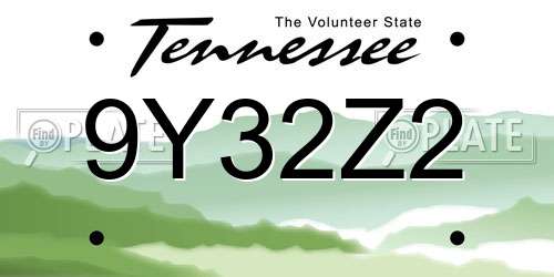 9Y32Z2 Tennessee License Plate