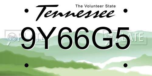 9Y66G5 Tennessee License Plate
