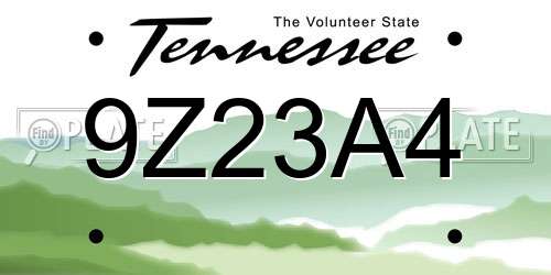 9Z23A4 Tennessee License Plate