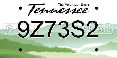 9Z73S2 Tennessee License Plate