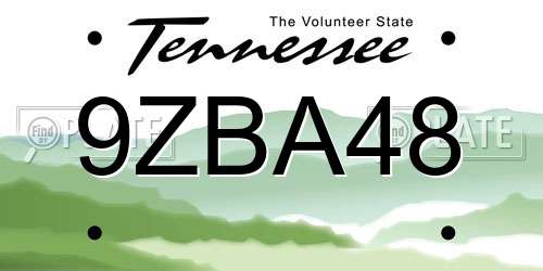 9ZBA48 Tennessee License Plate