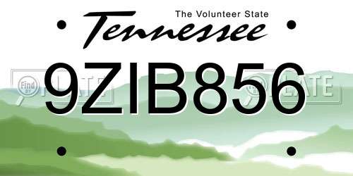 9ZIB856 Tennessee License Plate
