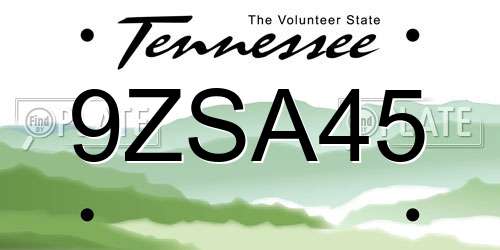 9ZSA45 Tennessee License Plate