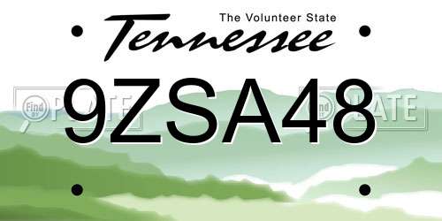 9ZSA48 Tennessee License Plate