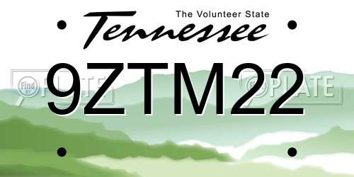 9ZTM22 Tennessee License Plate