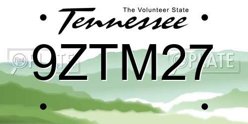 9ZTM27 Tennessee License Plate