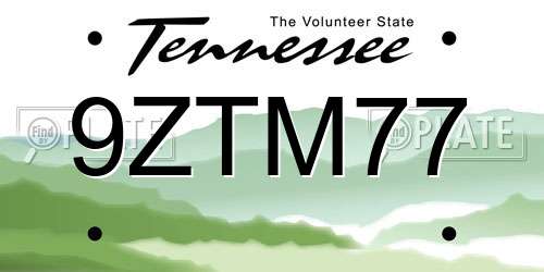 9ZTM77 Tennessee License Plate