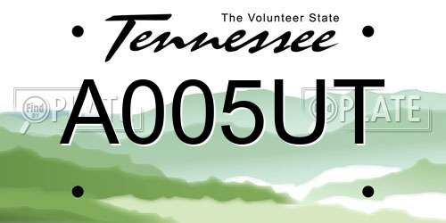 A005UT Tennessee License Plate