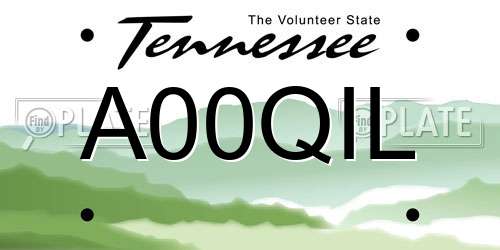 A00QIL Tennessee License Plate