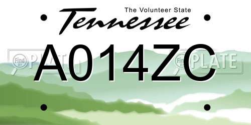 A014ZC Tennessee License Plate