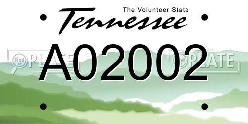 A02002 Tennessee License Plate